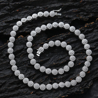 Collier tennis rond tendance en laiton de 7 mm incrusté de zircon blanc, accessoires hip-hop européens et américains, cadeau idéal pour fêtes et festivals