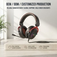 Headset Gaming RGB OEM ODM dengan Mikrofon Peredam Kebisingan, Speaker 50mm, Desain Over-Ear dari Metal & Kulit