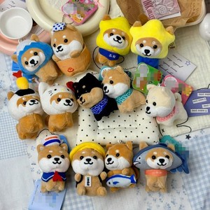 Llavero de peluche Kawaii Shiba <span class=keywords><strong>Inu</strong></span> <span class=keywords><strong>Akita</strong></span>, bonito colgante para mochila de perro japonés, juguetes de peluche de Onsen, Sushi, Camarón, Estrella de Mar y Pescado, regalos - Product Image 1