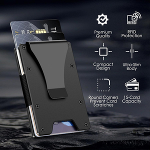 Portefeuille pour cartes avec blocage RFID, porte-cartes fin en métal avec pince à billets en acier inoxydable - Product Image 4