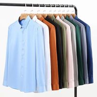 Chemise de travail à manches longues 100% polyester pour hommes, chemises décontractées et formelles de haute qualité, chemises de travail pour hommes, sans repassage, chemises habillées pour affaires