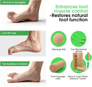 Rouleau de yoga en liège écologique avec logo personnalisé, OEM/ODM, vente en gros, ensemble de rouleaux de massage demi-ronds pour la stabilité et la force des pieds - Product Image 4