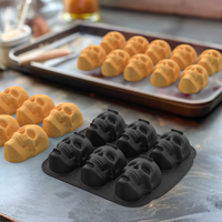 Moule à gâteau en forme de crâne d'Halloween 3D, moule en silicone de qualité alimentaire sans BPA, résistant à la chaleur, antiadhésif, pour fêtes d'anniversaire, chocolat, bonbons