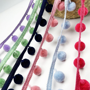 1.2CMストレートフットヘアボールレースポンポンボールフリンジレースオーガンザとサテン100% ポリエステル衣料品アクセサリー - Product Image 5