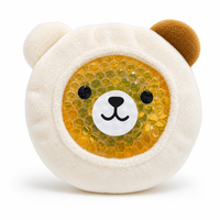 Compresse froide réutilisable en forme d'ours rose en peluche avec billes de gel rondes pour soulager les douleurs des enfants – Petit coussin de gel en peluche
