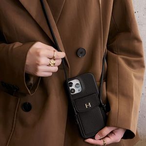 Protective Case for iPhone 12 <strong>IPhone13</strong> Crossbody Card Holder With Lychee Pattern Phone Case - Product Image 5