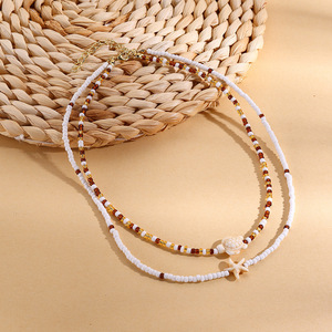 Gargantilla de concha de mar bohemia de verano Popular, collar de cuentas de arcoíris, collar de cuentas de cristal de playa, regalo para mujeres y niñas - Product Image 5