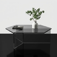 Table d'appoint hexagonale en acrylique de designer moderne, transparente et personnalisable, pour la vente en gros aux fabricants de meubles domestiques