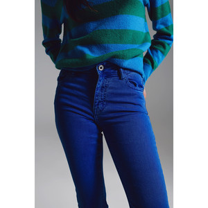 Jean taille haute évasé bleu - Product Image 4