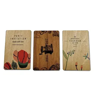 Cartão de presente de madeira sem contato nfc para impressão em branco de 13.56mhz, cartão de presente de bambu para uso em cartões de visita, ecológico