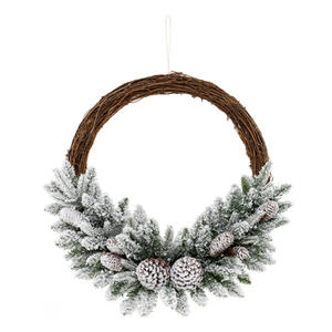 DB Snow Artificial Christmas Wreath 35 Led Warm White <b>Lights</b> Pine Cones Rustic Style <b>Wall</b> Hanging Outdoor Indoor Decor - Product Image 3
