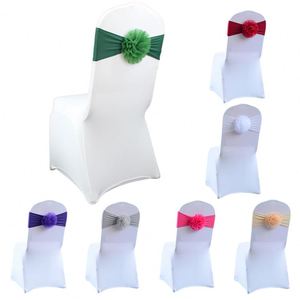 Sage Green Organza Chair Sashes Flower Shaped Spandex Chair <b>Bow</b> for Wedding Banquet - Product Image 4
