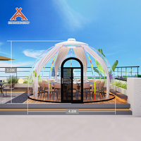 Dôme géodésique préfabriqué rond en polycarbonate PC Kawagebo Kamp (KK) 4,8 m / 15,75 pi, type igloo, 18 ㎡   Hôtel-bulles de glamping