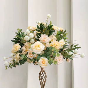 Arreglo Floral de Rosas Grandes de 50 cm, 60 cm, 70 cm, 80 cm, Centros de Mesa para Bodas, Bola de Flores Artificiales de Seda Blanca y Verde - Product Image 4