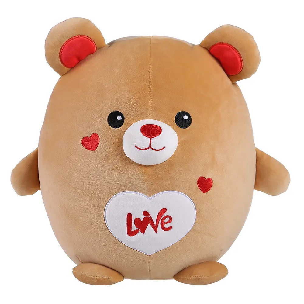 Venta al por mayor barato animal de peluche squish juguetes personalizados de forma redonda juguetes de peluche de San Valentín oso de peluche perros