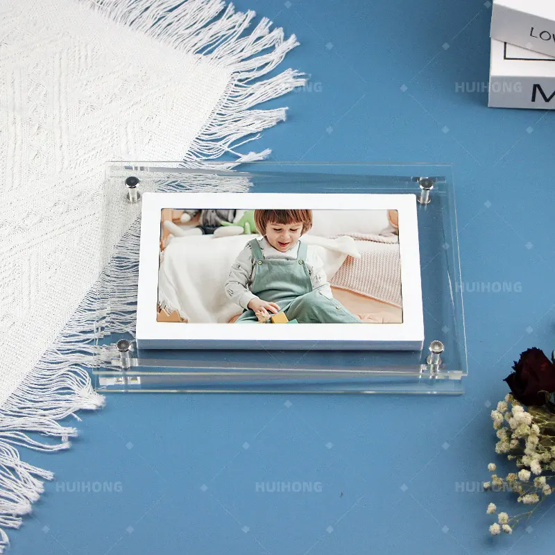 Fabricación colorido NFT álbum electrónico transparente digital 7 pulgadas regalo DIY reproductor de acrílico marco de fotos de vídeo en movimiento