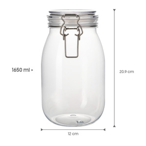 Bocaux de conservation alimentaire en PET incassables grande capacité 1650 ml pour pâtes et huiles avec fermeture à clip métallique - Product Image 2