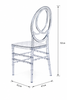 Chaise de salle à manger PC Phoenix en polycarbonate transparent, empilable, design détachable, pour location événementielle, mariages, fêtes, vente en gros
