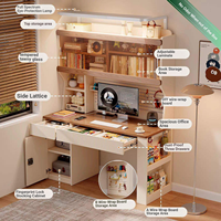 Bureau moderne en MDF avec étagère intégrée et panneau perforé pour la maison, le bureau, la chambre et l'ordinateur