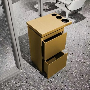 Zxm Barbershop <b>Tool</b> <b>Cabinet</b> Luxury Beauty Hair Saloon <b>Tools</b> Cart Golden Stainless Steel 3 Drawer Salon Trolley Hairdressing - Product Image 4