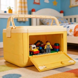 Cesta Plegable Portátil de Plástico <span class=keywords><strong>para</strong></span> Regalos, Cesta de Picnic <span class=keywords><strong>para</strong></span> Exteriores con Apertura Lateral, Caja de Almacenamiento <span class=keywords><strong>para</strong></span> Aperitivos y <span class=keywords><strong>Juguetes</strong></span> con Protección Contra el Polvo - Product Image 2
