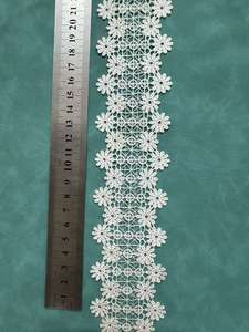 Renda Rajut Bordir Komputer Payet Mewah Berkualitas Tinggi, Bahan Poliester Katun Putih, Elastis Larut Air, Lebar Dapat Disesuaikan - Product Image 3