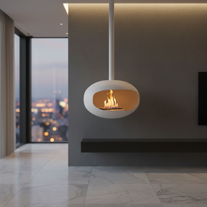 Caminetto a <span class=keywords><strong>Bioetanolo</strong></span> Sospeso a Soffitto di Lusso Leggero, Stufa a Fiamma Reale, Stile Minimalista per Arredamento Interno - Product Image 1