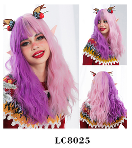 Ainizi Prêt à expédier Nouveauté juillet <span class=keywords><strong>2022</strong></span> Magnifiques perruques synthétiques mi-violettes mi-violet clair <span class=keywords><strong>avec</strong></span> <span class=keywords><strong>frange</strong></span> pour Noël - Product Image 2