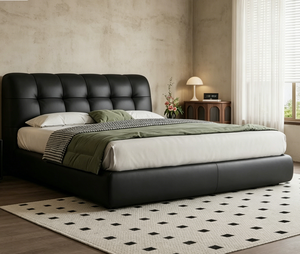 Base de Cama de Cuero Negro de Lujo Directo de <span class=keywords><strong>Fábrica</strong></span> con Cabecero Acolchado, Tamaño Queen, Cama Tapizada para <span class=keywords><strong>Muebles</strong></span> de Dormitorio - Product Image 4