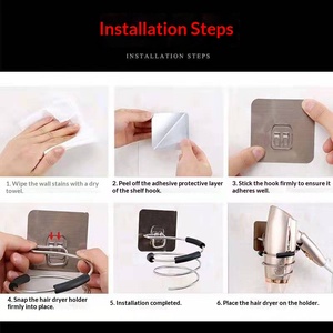 Carbon Steel Rotating Hair Dryer Holder Wall-Mounted No-Drill <b>for</b> Home Salons Dormitories Bathrooms & Showers Wholesale - Product Image 5