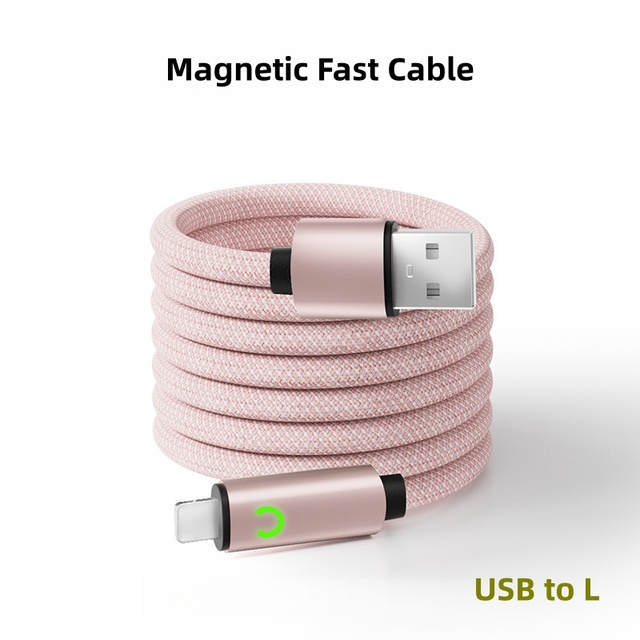 MFi Certified USB-A for Light Magnetic Charging Data Cable Nylon Braided Wire Charger for Iphone IOS CE RoHS FCC EAC With Light