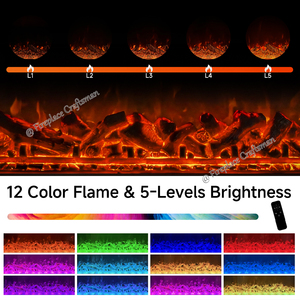 Insertos <span class=keywords><strong>de</strong></span> <span class=keywords><strong>Chimenea</strong></span> Eléctrica Empotrados Modernos con Función <span class=keywords><strong>de</strong></span> Calefacción, Llama Automática y Temperatura Constante - Product Image 5