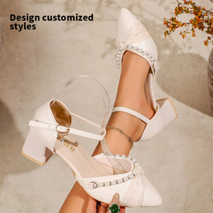 Nuovo Design Personalizzato Scarpe da Donna Sexy con Punta Affusolata, <span class=keywords><strong>Tacco</strong></span> Sottile, Tomaia con Perle Artificiali, Grande Fiocco a Farfalla, <span class=keywords><strong>Tacco</strong></span> Spesso a Forma di D <span class=keywords><strong>7</strong></span> <span class=keywords><strong>cm</strong></span> MuY3360 - Product Image 3