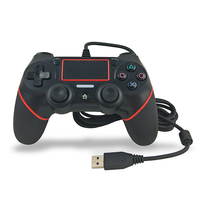 Manette de jeu filaire recouverte de caoutchouc pour P4, contrôleur de jeu USB avec double vibration et gyroscope 6 axes, compatible avec PC