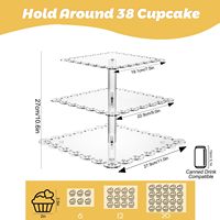 Support à cupcakes personnalisé à 3 niveaux, support à cupcakes en acrylique, présentoir à gâteaux en acrylique pour bar à bonbons d'anniversaire