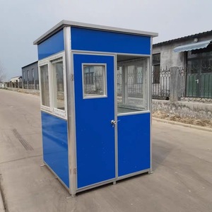 4.92ft X 6.56ft X 7.54ft White Blue Tiny House Prefab Portable Office Security Kiosk Sentry Booth Warehouse Office Building - Product Image 2