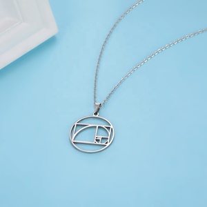 <span class=keywords><strong>Fibonacci</strong></span> espiral círculo triángulo proporción dorada geometría colgante collar mujeres gargantilla collar joyería de acero inoxidable - Product Image 4