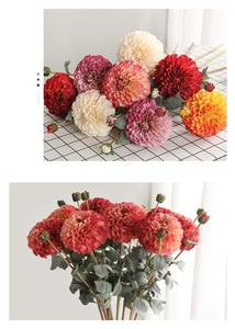 KEWEI 597 Bon Prix <span class=keywords><strong>Dahlia</strong></span> Artificiel Fleur De Soie Artificielle Unique Chrysanthème Boule 2 Fourchettes <span class=keywords><strong>Dahlia</strong></span> Bourgeon - Product Image 4