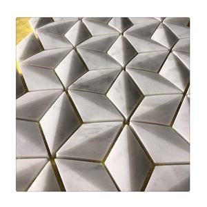 Mattonelle Backsplash da cucina in mosaico a rombo mosaico di <span class=keywords><strong>marmo</strong></span> naturale 3D in <span class=keywords><strong>marmo</strong></span> naturale di Carrara - Product Image 1