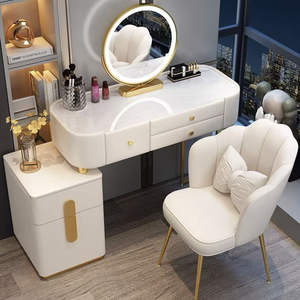 <span class=keywords><strong>Tocador</strong></span> de Dormitorio Moderno, Simple, de Alta Gama, Estilo Nórdico de Lujo, <span class=keywords><strong>con</strong></span> Gabinete de Almacenamiento de Mármol, <span class=keywords><strong>Espejo</strong></span> Redondo y Taburete de Maquillaje - Product Image 2