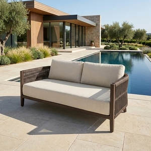 Canapé <span class=keywords><strong>de</strong></span> <span class=keywords><strong>jardin</strong></span> contemporain 2 places, structure en alliage d'aluminium, sièges résistants aux intempéries pour villa <span class=keywords><strong>de</strong></span> luxe et <span class=keywords><strong>salon</strong></span> <span class=keywords><strong>de</strong></span> toit - Product Image 1