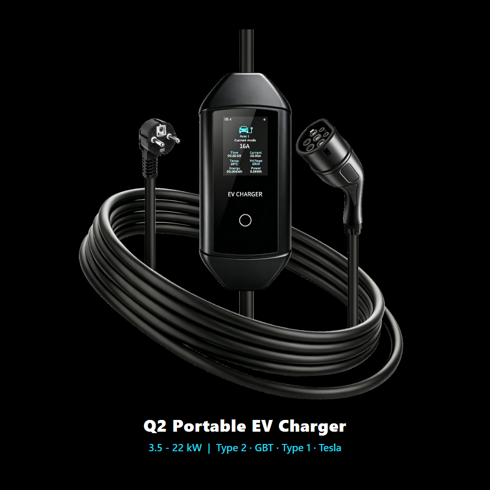 32A 7kW Cars Charging AC Type1 Type2 GBT Station 3.5-22kW Portable EV Charger 220V Support Real-Time Factory Tour for BYD &Tesla