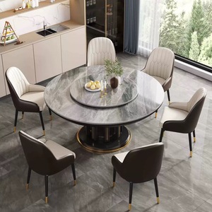 طاولة طعام تجارية للمطاعم بالجملة، سطح دائري من الحجر المُلبد مع صينية دوارة، لأثاث الفنادق والولائم العصرية - Product Image 2