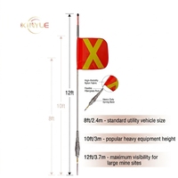 Drapeau de sécurité minier en fibre de verre avec antenne LED multicolore torsadée de 8/10/12 pieds et lumière LED supérieure