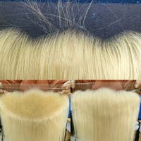 Fermeture en cheveux humains lisses et soyeux, ultra-fine, en dentelle suisse, pré-épilée, avec ligne de cheveux naturelle, 13x6, véritable dentelle HD, couleur blonde 613