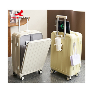 Gift Custom New Designer Front Open Smart Trolley Case with USB Port, Cup Holder & Waterproof Feature Smart Luggage <b>Suitcase</b> - Product Image 1
