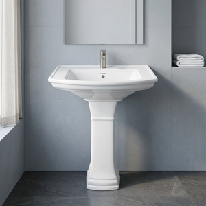 Vistaar Capri Ivory Ceramic Wash Basin with Full Pedestal Elegant Bathroom Sanitary Ware - Product Image 6