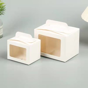 Meilleure vente pour boulangerie boîte-cadeau portable à fenêtre transparente couleur unie pour gâteau, emballage de bonbons au prix de gros - Product Image 5