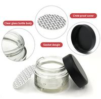 Stoples kaca kubah hitam putih 5ml 9ml, mulut lebar untuk konsentrat bunga kering