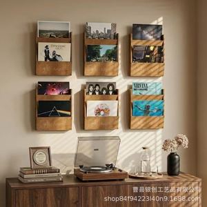 Wooden Record <b>Wall</b> Storage Box Double Layer Album Magazine Display Rack <b>Vinyl</b> Storage For Cd Rack - Product Image 1